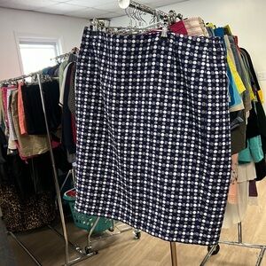 Talbots Navy and White Polka Dot Skirt